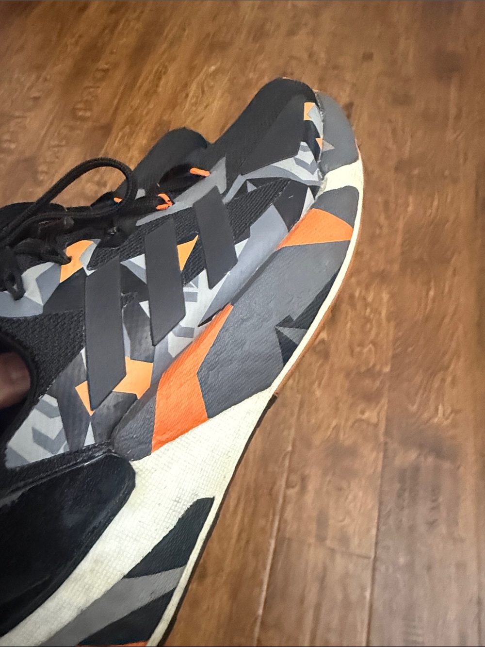 adidas Black Sneakers with Orange & Gray Graphic Midsole - Picture 7 of 12